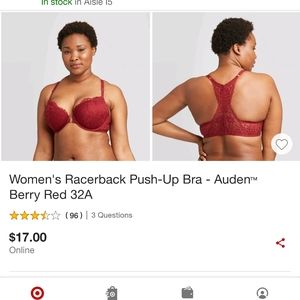 Auden Red Push Up Bra